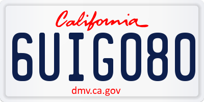 CA license plate 6UIG080