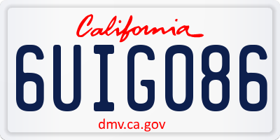 CA license plate 6UIG086