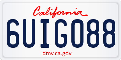 CA license plate 6UIG088