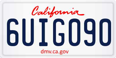 CA license plate 6UIG090
