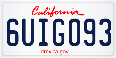 CA license plate 6UIG093