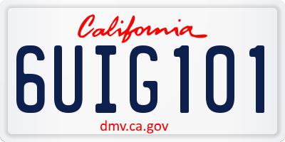 CA license plate 6UIG101