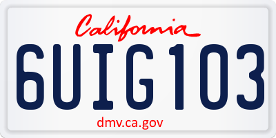 CA license plate 6UIG103