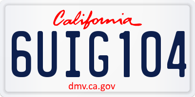 CA license plate 6UIG104
