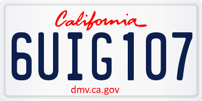 CA license plate 6UIG107