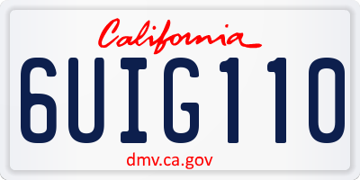 CA license plate 6UIG110