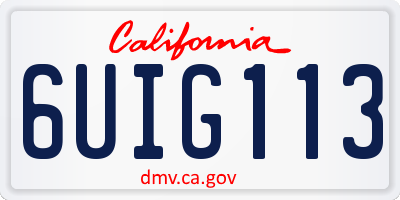 CA license plate 6UIG113
