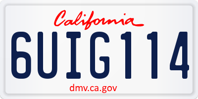 CA license plate 6UIG114