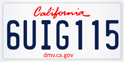 CA license plate 6UIG115