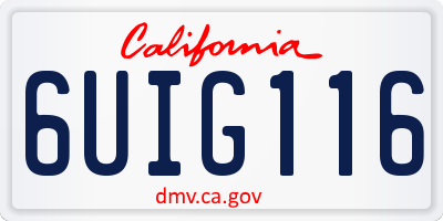 CA license plate 6UIG116