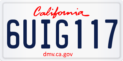 CA license plate 6UIG117