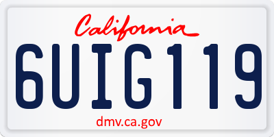 CA license plate 6UIG119
