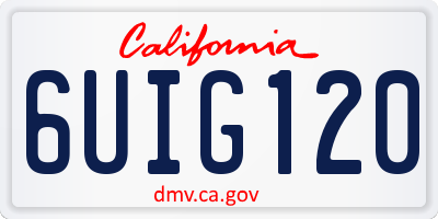 CA license plate 6UIG120