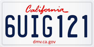 CA license plate 6UIG121