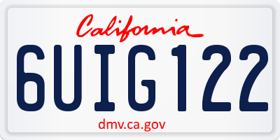 CA license plate 6UIG122