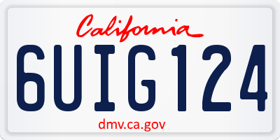 CA license plate 6UIG124