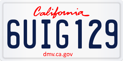 CA license plate 6UIG129