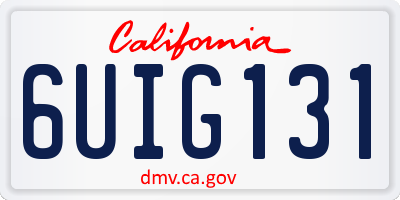CA license plate 6UIG131