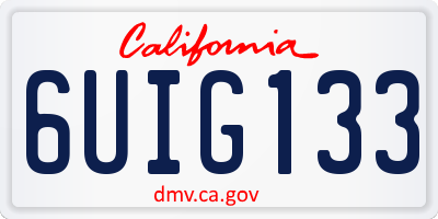CA license plate 6UIG133