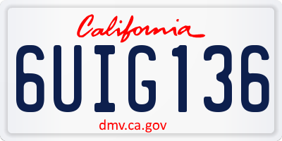 CA license plate 6UIG136