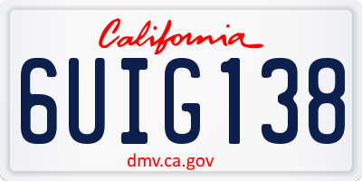 CA license plate 6UIG138
