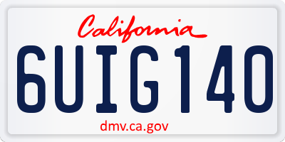 CA license plate 6UIG140