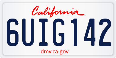 CA license plate 6UIG142