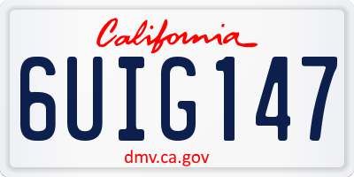 CA license plate 6UIG147