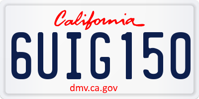CA license plate 6UIG150