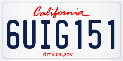 CA license plate 6UIG151