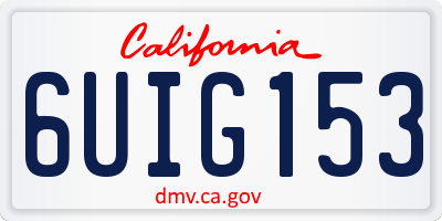 CA license plate 6UIG153