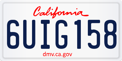 CA license plate 6UIG158