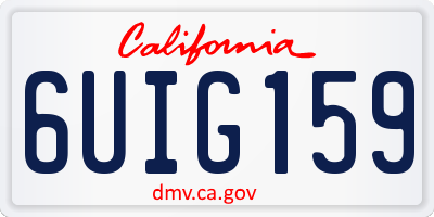 CA license plate 6UIG159