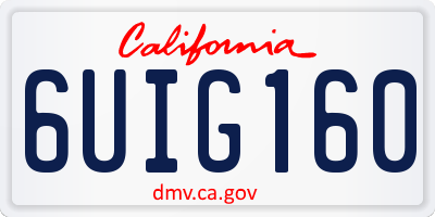 CA license plate 6UIG160