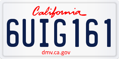 CA license plate 6UIG161