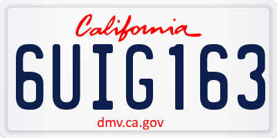 CA license plate 6UIG163