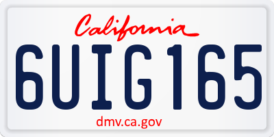 CA license plate 6UIG165