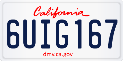 CA license plate 6UIG167