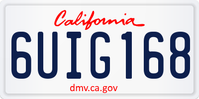 CA license plate 6UIG168