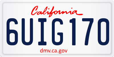 CA license plate 6UIG170