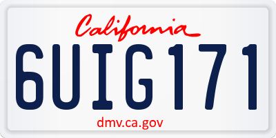 CA license plate 6UIG171