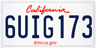 CA license plate 6UIG173