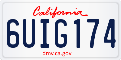 CA license plate 6UIG174