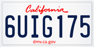 CA license plate 6UIG175