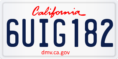 CA license plate 6UIG182