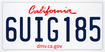 CA license plate 6UIG185