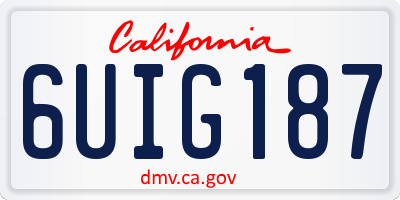 CA license plate 6UIG187