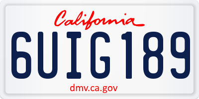 CA license plate 6UIG189