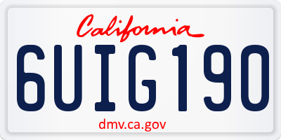 CA license plate 6UIG190