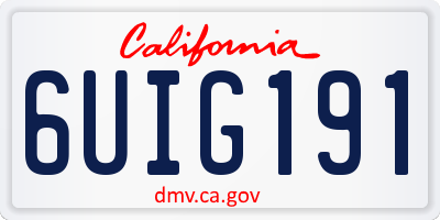 CA license plate 6UIG191